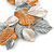 Delicate Matt Enamel Leaf Necklace & Drop Earrings In Silver Tone Metal (Copper/ Grey/ White) - 40cm L/ 8cm Ext - Gift Boxed - view 12