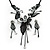 Exquisite Y-Shape Metallic Silver Rose Necklace & Drop Earring Set In Black Metal - 38cm L/ 7cm Ext - view 8