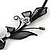 Exquisite Y-Shape Metallic Silver Rose Necklace & Drop Earring Set In Black Metal - 38cm L/ 7cm Ext - view 9