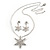 Clear Austrian Crystal Snowflake Pendant With Silver Tone Chain and Drop Earrings Set - 46cm L/4cm Ext - Gift Boxed - view 5