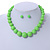 Apple Green Acrylic Bead Choker Style Necklace And Stud Earring Set In Silver Tone - 38cm L/ 5cm Ext - view 2