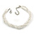 3 Strand Faux Pearl and Clear Glass Bead Twisted Necklace & Bracelet Set In Silver Tone - 40cm L/ 5cm Ext - view 6
