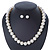 13mm Cream Faux Pearl Glass Bead Chunky Necklace and Stud Earrings Set with Silver Tone Closure - 46cm L/ 5cm Ext - view 3
