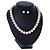 13mm Cream Faux Pearl Glass Bead Chunky Necklace and Stud Earrings Set with Silver Tone Closure - 46cm L/ 5cm Ext - view 10