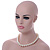 13mm Cream Faux Pearl Glass Bead Chunky Necklace and Stud Earrings Set with Silver Tone Closure - 46cm L/ 5cm Ext - view 4