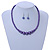 Purple Graduated Glass Bead Necklace & Drop Earrings Set In Silver Plating - 44cm L/ 4cm Ext - view 2