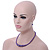 Purple Graduated Glass Bead Necklace & Drop Earrings Set In Silver Plating - 44cm L/ 4cm Ext - view 3