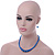 Electric Blue Graduated Glass Bead Necklace & Drop Earrings Set In Silver Plating - 44cm L/ 4cm Ext - view 3