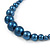 Dark Blue Graduated Glass Bead Necklace & Drop Earrings Set In Silver Plating - 44cm L/ 4cm Ext - view 5