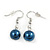 Dark Blue Graduated Glass Bead Necklace & Drop Earrings Set In Silver Plating - 44cm L/ 4cm Ext - view 7