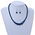 Dark Blue Graduated Glass Bead Necklace & Drop Earrings Set In Silver Plating - 44cm L/ 4cm Ext - view 2