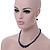 Dark Blue Graduated Glass Bead Necklace & Drop Earrings Set In Silver Plating - 44cm L/ 4cm Ext - view 3