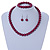 12mm Cranberry Red Glass Bead Necklace, Flex Bracelet & Drop Earrings Set In Silver Plating - 46cm L/ 5cm Ext - view 2