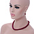 12mm Cranberry Red Glass Bead Necklace, Flex Bracelet & Drop Earrings Set In Silver Plating - 46cm L/ 5cm Ext - view 3