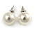 12mm Cream Faux Glass Pearl Bead Necklace, Flex Bracelet & Stud Earrings Set In Silver Plating - 46cm L/ 5cm Ext - view 9