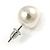 12mm Cream Faux Glass Pearl Bead Necklace, Flex Bracelet & Stud Earrings Set In Silver Plating - 46cm L/ 5cm Ext - view 8