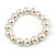 12mm Cream Faux Glass Pearl Bead Necklace, Flex Bracelet & Stud Earrings Set In Silver Plating - 46cm L/ 5cm Ext - view 10