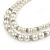 2 Strand White Faux Pearl Glass Bead Necklace and Drop Earrings Set - 45cm L/ 4cm Ext - view 4
