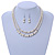 2 Strand White Faux Pearl Glass Bead Necklace and Drop Earrings Set - 45cm L/ 4cm Ext - view 10