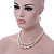 2 Strand White Faux Pearl Glass Bead Necklace and Drop Earrings Set - 45cm L/ 4cm Ext - view 2