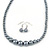 Grey Graduated Glass Bead Necklace & Drop Earrings Set In Silver Plating - 44cm L/ 4cm Ext - view 6