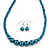 Teal Graduated Glass Bead Necklace & Drop Earrings Set In Silver Plating - 44cm L/ 4cm Ext - view 8