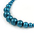Teal Graduated Glass Bead Necklace & Drop Earrings Set In Silver Plating - 44cm L/ 4cm Ext - view 5
