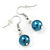 Teal Graduated Glass Bead Necklace & Drop Earrings Set In Silver Plating - 44cm L/ 4cm Ext - view 7