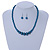 Teal Graduated Glass Bead Necklace & Drop Earrings Set In Silver Plating - 44cm L/ 4cm Ext - view 4