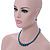 Teal Graduated Glass Bead Necklace & Drop Earrings Set In Silver Plating - 44cm L/ 4cm Ext - view 2