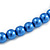 8mm Blue Glass Bead Necklace and Drop Earrings with Silver Tone Closure - 45cm L/ 5cm Ext - view 3