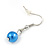 8mm Blue Glass Bead Necklace and Drop Earrings with Silver Tone Closure - 45cm L/ 5cm Ext - view 5