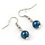 8mm Dark Blue Glass Bead Necklace and Drop Earrings with Silver Tone Closure - 45cm L/ 5cm Ext - view 7