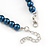 8mm Dark Blue Glass Bead Necklace and Drop Earrings with Silver Tone Closure - 45cm L/ 5cm Ext - view 6
