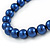 12mm Denim Blue Glass Bead Necklace, Flex Bracelet & Drop Earrings Set In Silver Plating - 46cm L/ 5cm Ext - view 3
