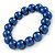 12mm Denim Blue Glass Bead Necklace, Flex Bracelet & Drop Earrings Set In Silver Plating - 46cm L/ 5cm Ext - view 9