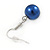 12mm Denim Blue Glass Bead Necklace, Flex Bracelet & Drop Earrings Set In Silver Plating - 46cm L/ 5cm Ext - view 10