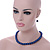 12mm Denim Blue Glass Bead Necklace, Flex Bracelet & Drop Earrings Set In Silver Plating - 46cm L/ 5cm Ext - view 4