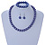 12mm Purple Glass Bead Necklace, Flex Bracelet & Drop Earrings Set In Silver Plating - 46cm L/ 5cm Ext - view 2