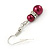 6mm, 8mm Cranberry Red Glass/ Crystal Bead Necklace, Flex Bracelet & Drop Earrings Set In Silver Plating - 42cm L/ 5cm Ext - view 11
