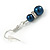 6mm, 8mm Inky Blue Glass/ Crystal Bead Necklace, Flex Bracelet & Drop Earrings Set In Silver Plating - 42cm L/ 5cm Ext - view 6