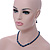 6mm, 8mm Inky Blue Glass/ Crystal Bead Necklace, Flex Bracelet & Drop Earrings Set In Silver Plating - 42cm L/ 5cm Ext - view 3
