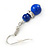 5mm, 7mm Royal Blue Ceramic/ Crystal Bead Necklace, Flex Bracelet & Drop Earrings Set In Silver Plating - 42cm L/ 5cm Ext - view 10