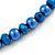 8mm Electric Blue Glass Bead Necklace and Drop Earrings Set In Silver Tone - 40cm L/ 4cm Ext - view 8