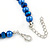 8mm Electric Blue Glass Bead Necklace and Drop Earrings Set In Silver Tone - 40cm L/ 4cm Ext - view 6
