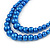 2 Strand Layered Electric Blue Graduated Glass Bead Necklace and Drop Earrings Set - 50cm L/ 4cm Ext - view 3