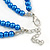2 Strand Layered Electric Blue Graduated Glass Bead Necklace and Drop Earrings Set - 50cm L/ 4cm Ext - view 4
