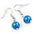 2 Strand Layered Electric Blue Graduated Glass Bead Necklace and Drop Earrings Set - 50cm L/ 4cm Ext - view 5