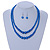 2 Strand Layered Electric Blue Graduated Glass Bead Necklace and Drop Earrings Set - 50cm L/ 4cm Ext - view 7