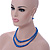 2 Strand Layered Electric Blue Graduated Glass Bead Necklace and Drop Earrings Set - 50cm L/ 4cm Ext - view 8